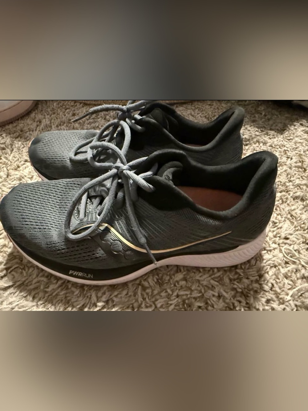 Saucony Gray Running Sneakers with Gold Accent